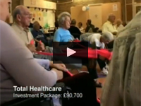 A group of older people on using exercise machines